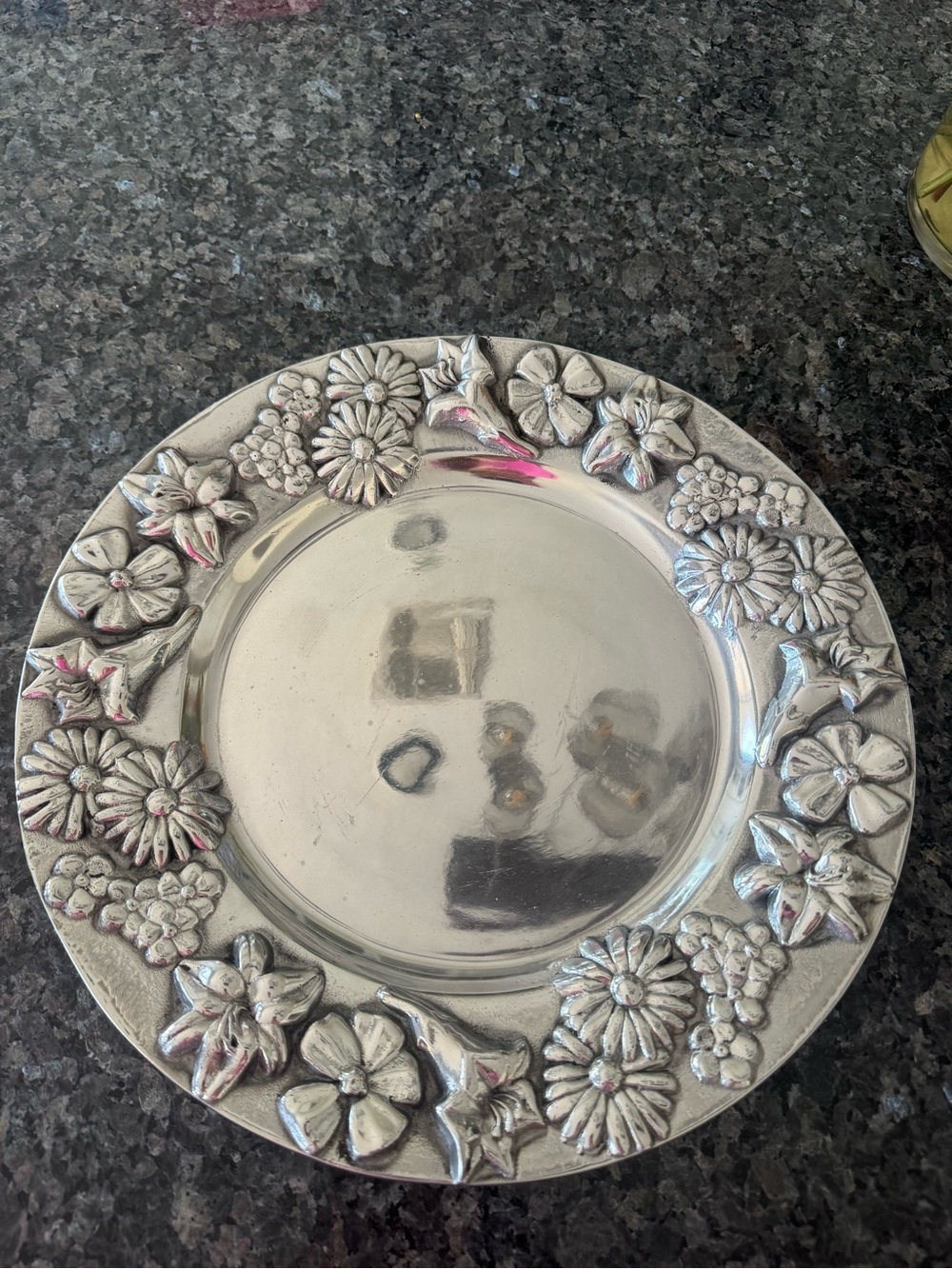 Vintage Mariposa Silver Floral Embossed Charger